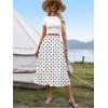 image:imageZeagoo Womens Midi Skirts High Waisted Pleated ALine Swing Skirts Summer Floral Long Skirts with PocketsWhite Polka Dot