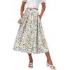 image:imageZeagoo Womens Midi Skirts High Waisted Pleated ALine Swing Skirts Summer Floral Long Skirts with PocketsBeige Floral