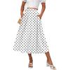 image:imageZeagoo Womens Midi Skirts High Waisted Pleated ALine Swing Skirts Summer Floral Long Skirts with PocketsWhite Polka Dot
