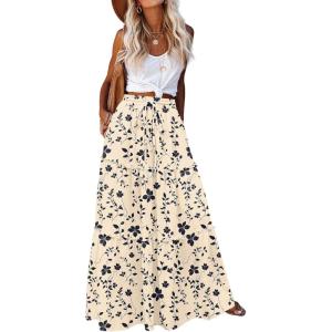 image:imageZeagoo Womens Casual Maxi Skirts for Women 2026 High Waist Boho Skirts Floral Printed Long Flowy Skirt with PocketsFloralprinted2