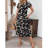 image:imageZEAGOO Womens Casual Dresses for Summer Short Sleeve Flare Midi Dress Loose Flowy Beach Sundress2602 Black Flower