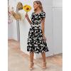 image:imageZEAGOO Womens Casual Dresses for Summer Short Sleeve Flare Midi Dress Loose Flowy Beach Sundress2602 Black Flower
