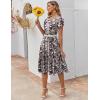 image:imageZEAGOO Womens Casual Dresses for Summer Short Sleeve Flare Midi Dress Loose Flowy Beach Sundress2602 Brown Flower