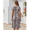 image:imageZEAGOO Womens Casual Dresses for Summer Short Sleeve Flare Midi Dress Loose Flowy Beach Sundress2602 Brown Flower