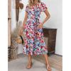 image:imageZEAGOO Womens Casual Dresses for Summer Short Sleeve Flare Midi Dress Loose Flowy Beach Sundress2602 Mixed Red Floral