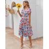 image:imageZEAGOO Womens Casual Dresses for Summer Short Sleeve Flare Midi Dress Loose Flowy Beach Sundress2602 Mixed Red Floral