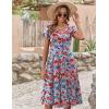 image:imageZEAGOO Womens Casual Dresses for Summer Short Sleeve Flare Midi Dress Loose Flowy Beach Sundress2602 Mixed Red Floral