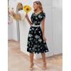 image:imageZEAGOO Womens Casual Dresses for Summer Short Sleeve Flare Midi Dress Loose Flowy Beach Sundress2602 Navy Flower