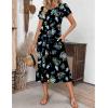 image:imageZEAGOO Womens Casual Dresses for Summer Short Sleeve Flare Midi Dress Loose Flowy Beach Sundress2602 Navy Flower