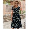 image:imageZEAGOO Womens Casual Dresses for Summer Short Sleeve Flare Midi Dress Loose Flowy Beach Sundress2602 Navy Flower