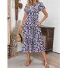 image:imageZEAGOO Womens Casual Dresses for Summer Short Sleeve Flare Midi Dress Loose Flowy Beach Sundress2602 Purple Flower