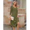 image:imageZeagoo Midi Dresses Women 2026 Spring Dress 34 Sleeve Casual Dresses with Pockets A Line Summer Beach SundressArmy Green