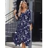 image:imageZeagoo Midi Dresses Women 2026 Spring Dress 34 Sleeve Casual Dresses with Pockets A Line Summer Beach SundressBlue Flower