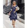 image:imageZeagoo Midi Dresses Women 2026 Spring Dress 34 Sleeve Casual Dresses with Pockets A Line Summer Beach SundressBlue Flower