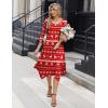 image:imageZeagoo Midi Dresses Women 2026 Spring Dress 34 Sleeve Casual Dresses with Pockets A Line Summer Beach SundressChristmas Elk