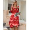 image:imageZeagoo Midi Dresses Women 2026 Spring Dress 34 Sleeve Casual Dresses with Pockets A Line Summer Beach SundressChristmas Elk