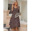 image:imageZeagoo Midi Dresses Women 2026 Spring Dress 34 Sleeve Casual Dresses with Pockets A Line Summer Beach SundressCoffee