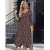image:imageZeagoo Midi Dresses Women 2026 Spring Dress 34 Sleeve Casual Dresses with Pockets A Line Summer Beach SundressCoffee
