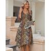 image:imageZeagoo Midi Dresses Women 2026 Spring Dress 34 Sleeve Casual Dresses with Pockets A Line Summer Beach SundressEthnic Brown