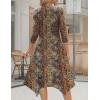 image:imageZeagoo Midi Dresses Women 2026 Spring Dress 34 Sleeve Casual Dresses with Pockets A Line Summer Beach SundressEthnic Brown