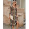 image:imageZeagoo Midi Dresses Women 2026 Spring Dress 34 Sleeve Casual Dresses with Pockets A Line Summer Beach SundressEthnic Brown