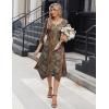 image:imageZeagoo Midi Dresses Women 2026 Spring Dress 34 Sleeve Casual Dresses with Pockets A Line Summer Beach SundressEthnic Brown