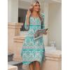 image:imageZeagoo Midi Dresses Women 2026 Spring Dress 34 Sleeve Casual Dresses with Pockets A Line Summer Beach SundressEthnic Green Apricot