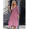 image:imageZeagoo Midi Dresses Women 2026 Spring Dress 34 Sleeve Casual Dresses with Pockets A Line Summer Beach SundressFloral Purple