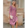 image:imageZeagoo Midi Dresses Women 2026 Spring Dress 34 Sleeve Casual Dresses with Pockets A Line Summer Beach SundressFloral Purple