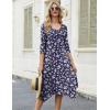 image:imageZeagoo Midi Dresses Women 2026 Spring Dress 34 Sleeve Casual Dresses with Pockets A Line Summer Beach SundressFlower Branch