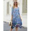 image:imageZeagoo Midi Dresses Women 2026 Spring Dress 34 Sleeve Casual Dresses with Pockets A Line Summer Beach SundressGradient Blue
