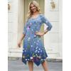 image:imageZeagoo Midi Dresses Women 2026 Spring Dress 34 Sleeve Casual Dresses with Pockets A Line Summer Beach SundressGradient Blue