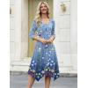image:imageZeagoo Midi Dresses Women 2026 Spring Dress 34 Sleeve Casual Dresses with Pockets A Line Summer Beach SundressGradient Blue