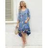image:imageZeagoo Midi Dresses Women 2026 Spring Dress 34 Sleeve Casual Dresses with Pockets A Line Summer Beach SundressGradient Blue