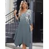 image:imageZeagoo Midi Dresses Women 2026 Spring Dress 34 Sleeve Casual Dresses with Pockets A Line Summer Beach SundressGreen Floral
