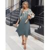 image:imageZeagoo Midi Dresses Women 2026 Spring Dress 34 Sleeve Casual Dresses with Pockets A Line Summer Beach SundressGreen Floral