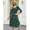 image:imageZeagoo Midi Dresses Women 2026 Spring Dress 34 Sleeve Casual Dresses with Pockets A Line Summer Beach SundressGreen Printing