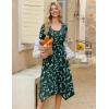 image:imageZeagoo Midi Dresses Women 2026 Spring Dress 34 Sleeve Casual Dresses with Pockets A Line Summer Beach SundressGreen Printing
