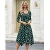 image:imageZeagoo Midi Dresses Women 2026 Spring Dress 34 Sleeve Casual Dresses with Pockets A Line Summer Beach SundressGreen Printing