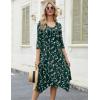 image:imageZeagoo Midi Dresses Women 2026 Spring Dress 34 Sleeve Casual Dresses with Pockets A Line Summer Beach SundressGreen Printing