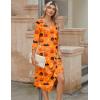 image:imageZeagoo Midi Dresses Women 2026 Spring Dress 34 Sleeve Casual Dresses with Pockets A Line Summer Beach SundressHalloween Pumpkin