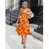 image:imageZeagoo Midi Dresses Women 2026 Spring Dress 34 Sleeve Casual Dresses with Pockets A Line Summer Beach SundressHalloween Pumpkin