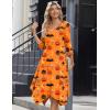 image:imageZeagoo Midi Dresses Women 2026 Spring Dress 34 Sleeve Casual Dresses with Pockets A Line Summer Beach SundressHalloween Pumpkin