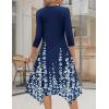 image:imageZeagoo Midi Dresses Women 2026 Spring Dress 34 Sleeve Casual Dresses with Pockets A Line Summer Beach SundressNavy Blue Floral