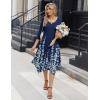image:imageZeagoo Midi Dresses Women 2026 Spring Dress 34 Sleeve Casual Dresses with Pockets A Line Summer Beach SundressNavy Blue Floral