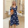 image:imageZeagoo Midi Dresses Women 2026 Spring Dress 34 Sleeve Casual Dresses with Pockets A Line Summer Beach SundressNavy Flower