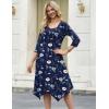 image:imageZeagoo Midi Dresses Women 2026 Spring Dress 34 Sleeve Casual Dresses with Pockets A Line Summer Beach SundressNavy Flower