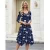 image:imageZeagoo Midi Dresses Women 2026 Spring Dress 34 Sleeve Casual Dresses with Pockets A Line Summer Beach SundressNavy Flower