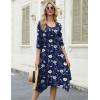 image:imageZeagoo Midi Dresses Women 2026 Spring Dress 34 Sleeve Casual Dresses with Pockets A Line Summer Beach SundressNavy Flower