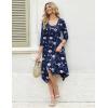 image:imageZeagoo Midi Dresses Women 2026 Spring Dress 34 Sleeve Casual Dresses with Pockets A Line Summer Beach SundressNavy Flower